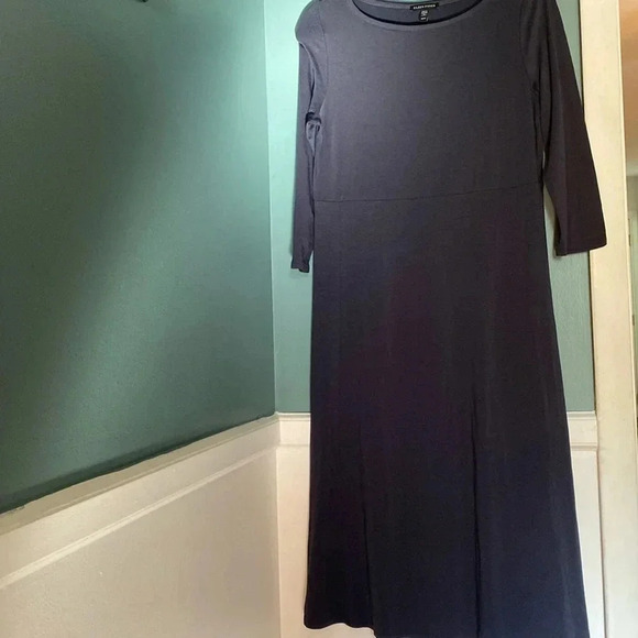 Eileen Fisher blue/gray 3/4 sleeve midi dress- like new -size XS- 78121 - Picture 1 of 9